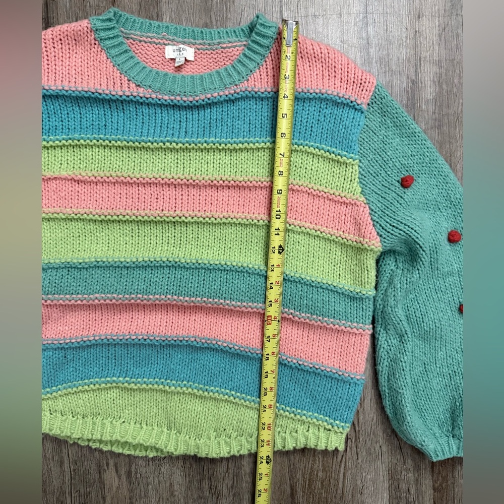 Umgee • Striped Color Block Pom Pom Sweater - Picture 6 of 14